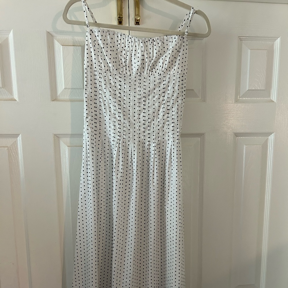 Elegant White Polka Dot Dress